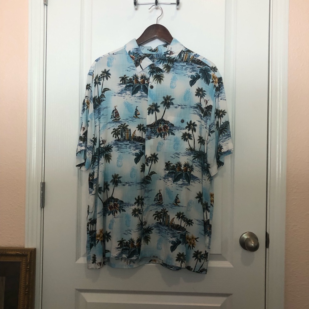 Men's Campia Hawaiian Blue Tropical Print Shirt